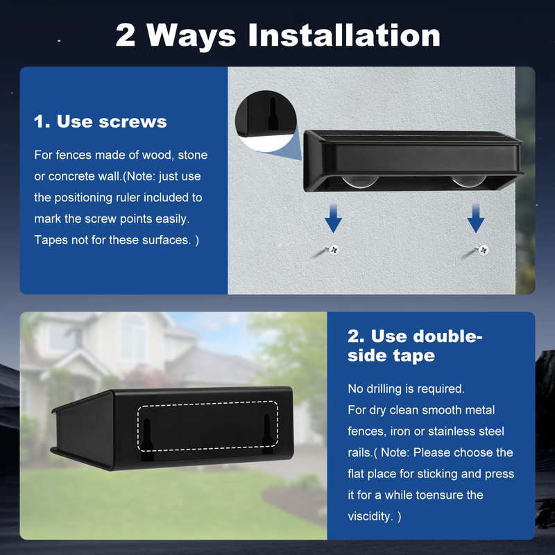 Warm White Patio Doors Fence Deck Garden Lighting Waterproof Small Step Lamp Outdoor Solar up and Down Wall Lights