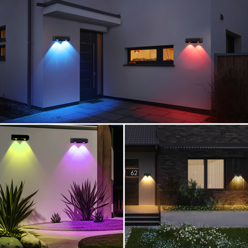 Warm White Patio Doors Fence Deck Garden Lighting Waterproof Small Step Lamp Outdoor Solar up and Down Wall Lights