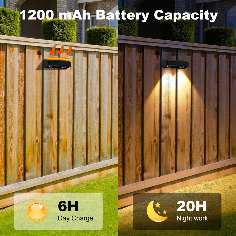 Warm White Patio Doors Fence Deck Garden Lighting Waterproof Small Step Lamp Outdoor Solar up and Down Wall Lights