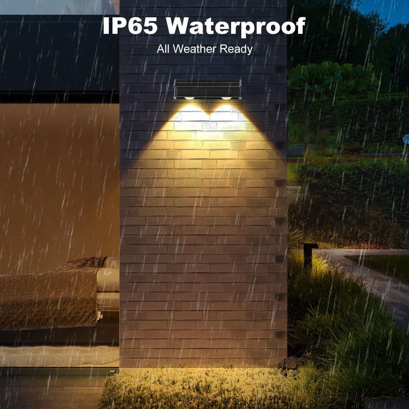 Warm White Patio Doors Fence Deck Garden Lighting Waterproof Small Step Lamp Outdoor Solar up and Down Wall Lights