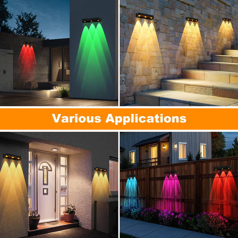 IP65 Waterproof Solar LED Wall Lamp for Hotel Polysilicon Solar Panel White Light Warm Light Up and Down Light Source