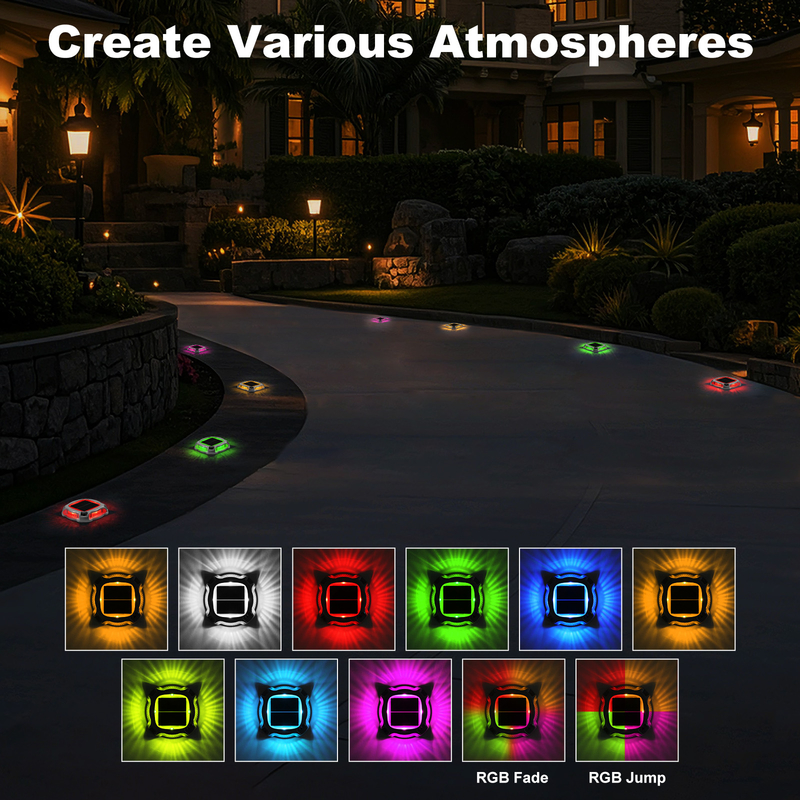 Round Shape Solar Road Stud with Flashing LED Lights 3.7v/500mah Battery 5v/70ma Solar Panel