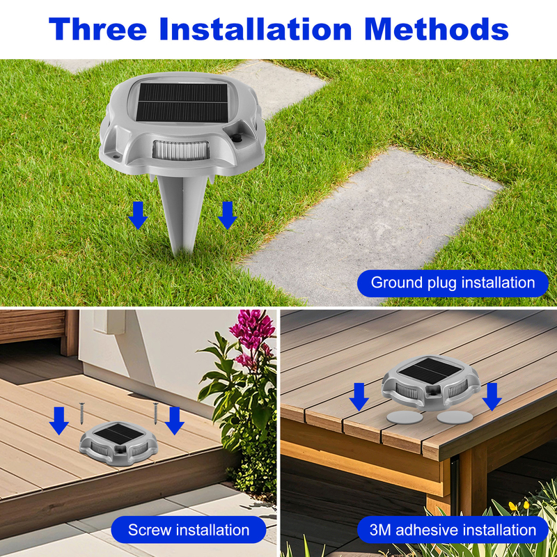 Round Shape Solar Road Stud with Flashing LED Lights 3.7v/500mah Battery 5v/70ma Solar Panel