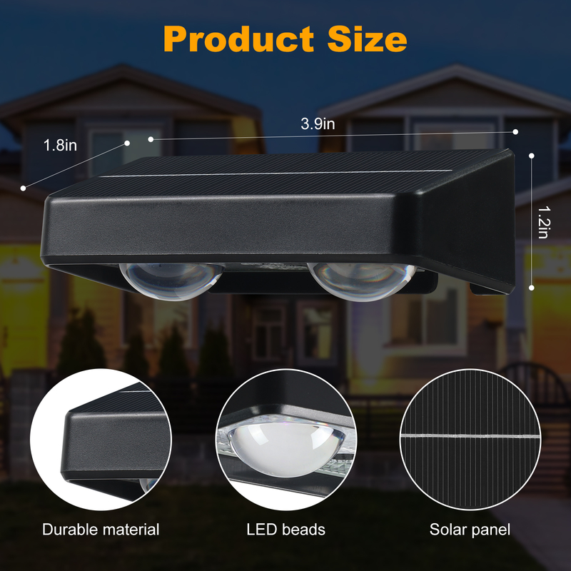 Warm White Patio Doors Fence Deck Garden Lighting Waterproof Small Step Lamp Outdoor Solar up and Down Wall Lights