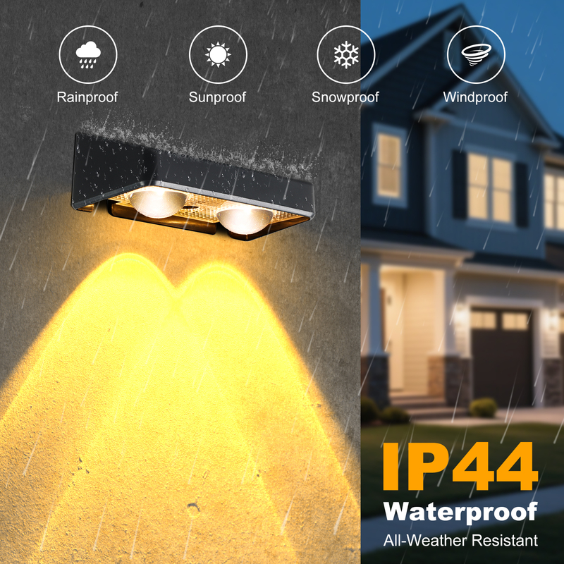 Warm White Patio Doors Fence Deck Garden Lighting Waterproof Small Step Lamp Outdoor Solar up and Down Wall Lights