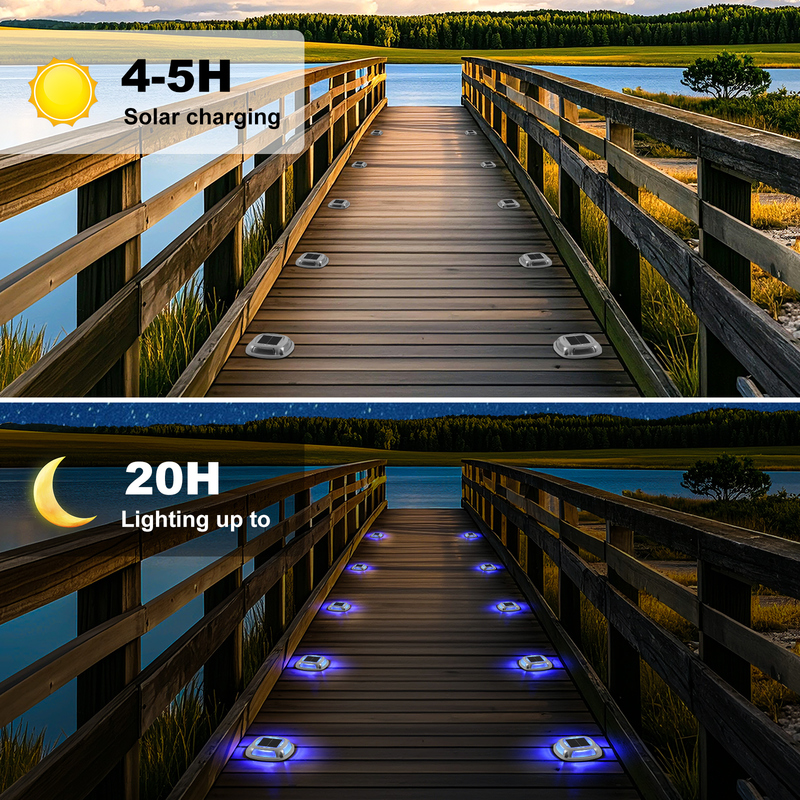 IP67 Waterproof Solar Dock Light with 1.2V/600mah Battery and 2V/140ma Solar Panel in White+Blue