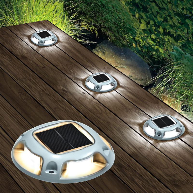 Outdoor Solar Road Stud with 6000K Daylight Alert LED and 110*22.5MM Size Waterproof Aluminum Deck Light