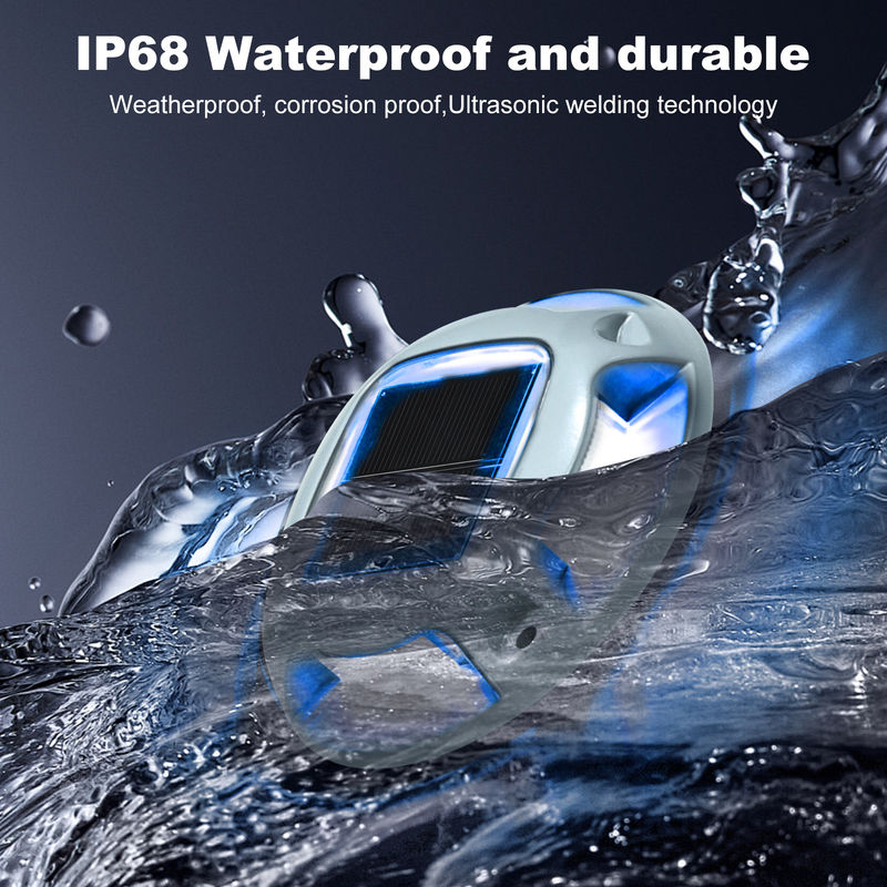 Outdoor Solar Road Stud with 6000K Daylight Alert LED and 110*22.5MM Size Waterproof Aluminum Deck Light