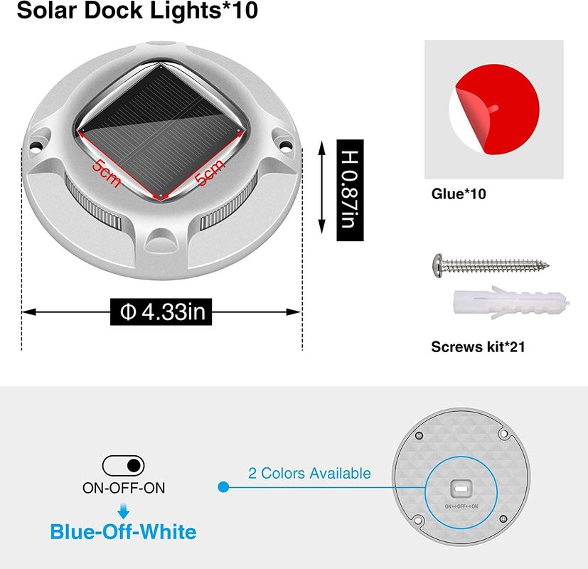 Outdoor Solar Road Stud with 6000K Daylight Alert LED and 110*22.5MM Size Waterproof Aluminum Deck Light