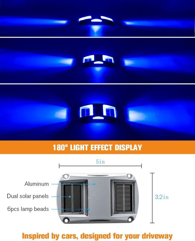 6 LED Lamp IP68 Waterproof Solar Dock Light with 5000K Daylight for Wireless Road Driveway Path Lighting